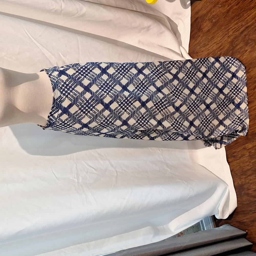 Vintage FA Chatta Metalic Blue And White Plaid Skirt